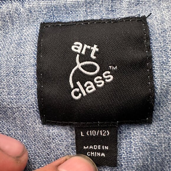 Art Class Denim Jacket For Kids Large 10/12 Distressed Button-Up Design - Picture 5 of 6